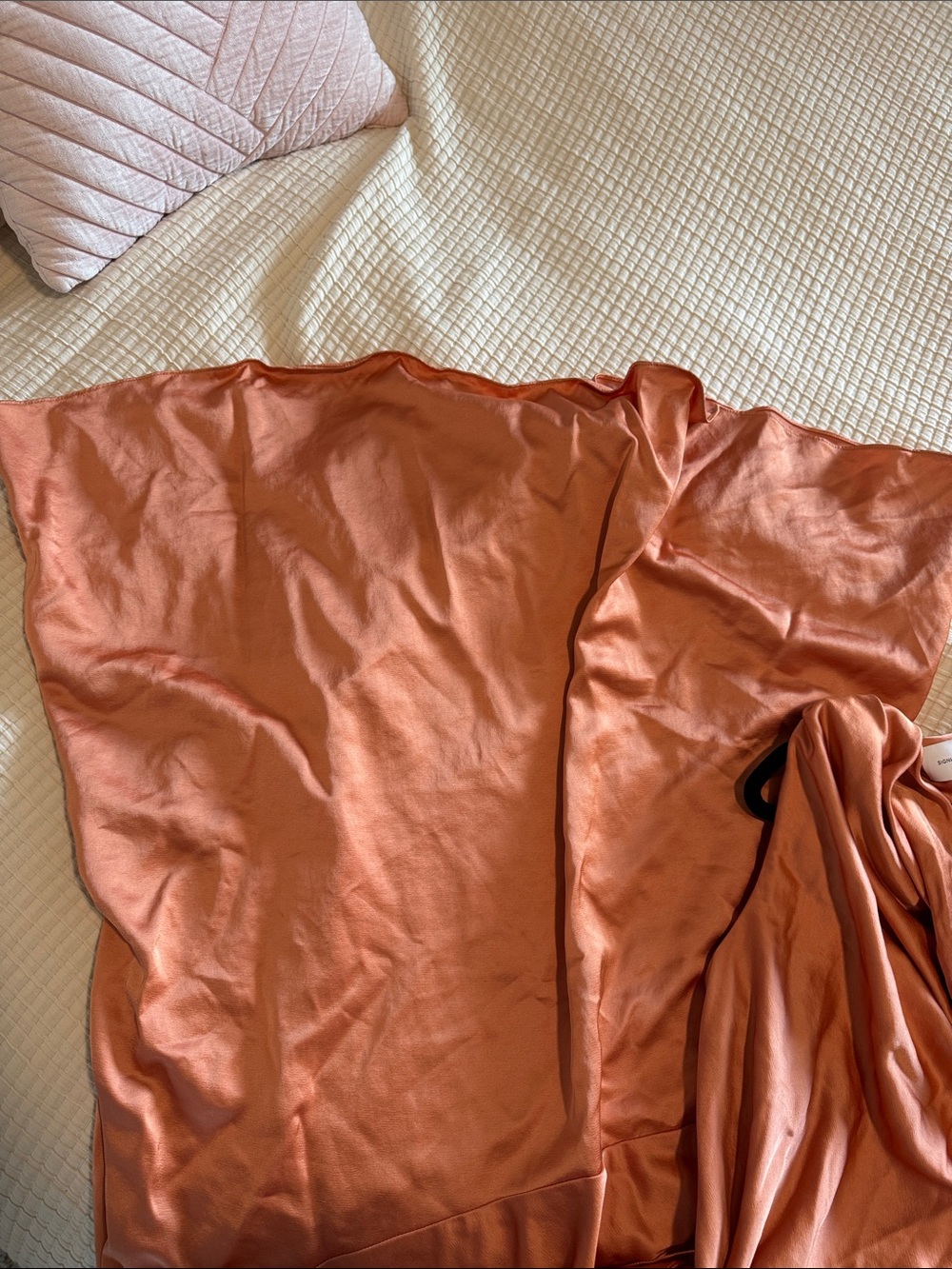 Significant Other Dress Maxi Erika Peach Orange Satin Shoulder Drape 6 - Picture 8 of 10